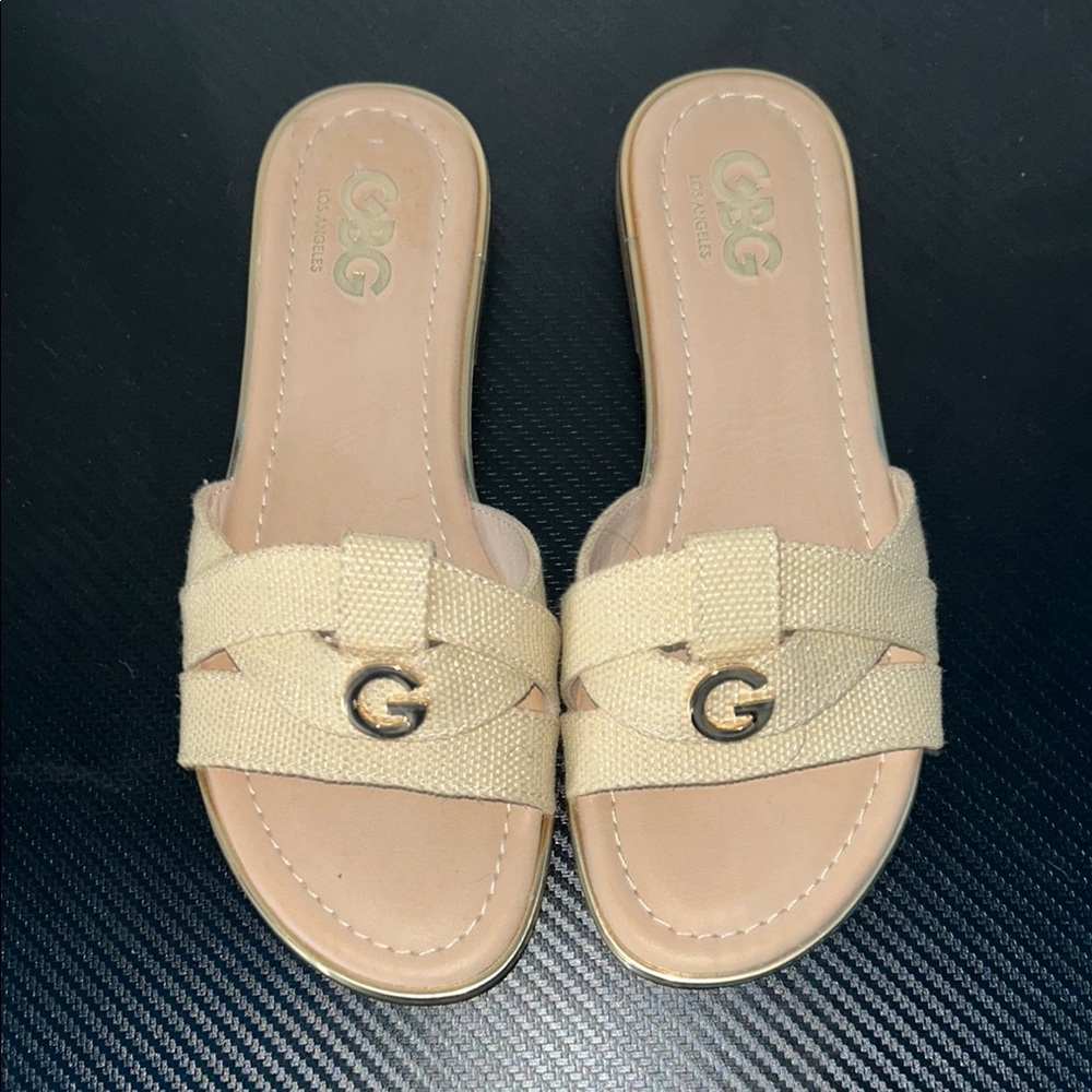 Women's Cream Slide Sandals